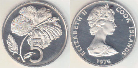 1976 Cook Islands 5 Cents (Proof) A001293
